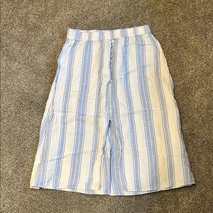 LOFT Blue and White Striped Pencil Skirt